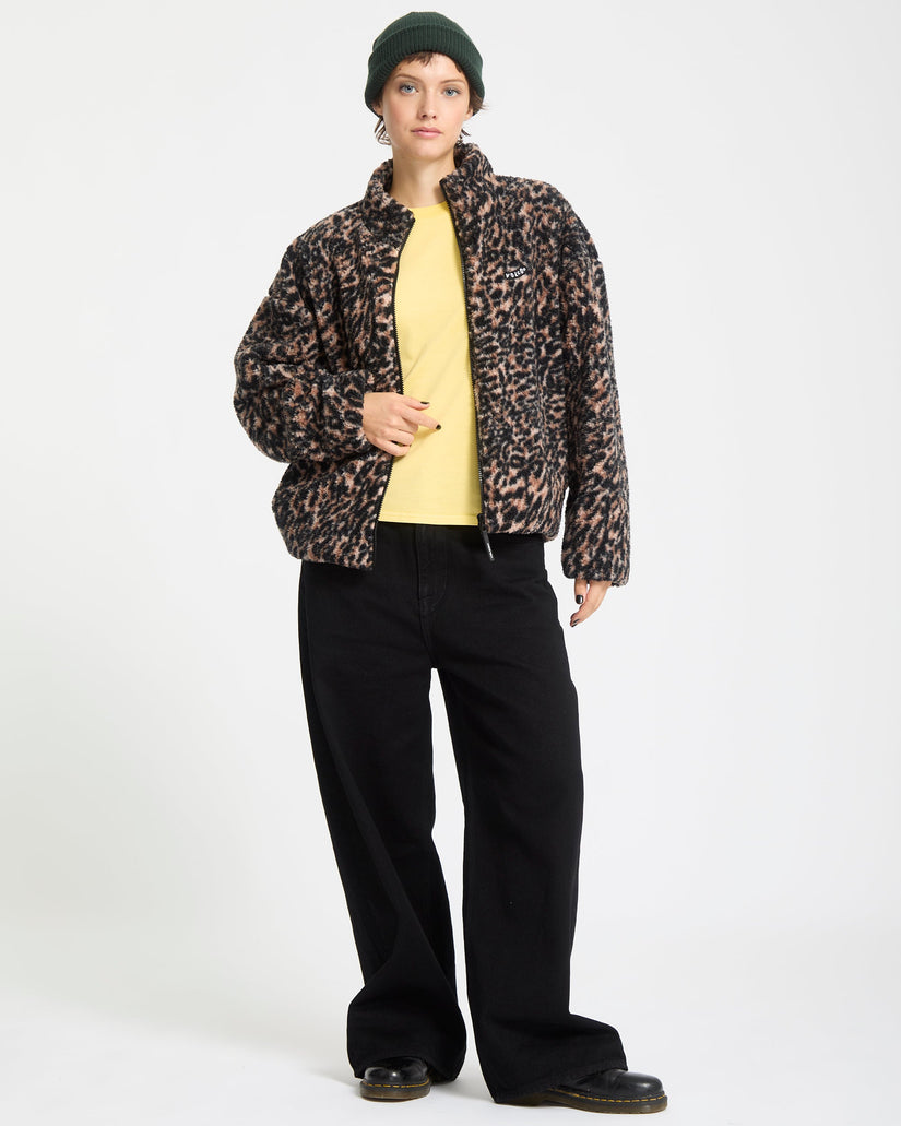 Sudadera De Borreguillo Con Cremallera Wylding Out - Animal Print
