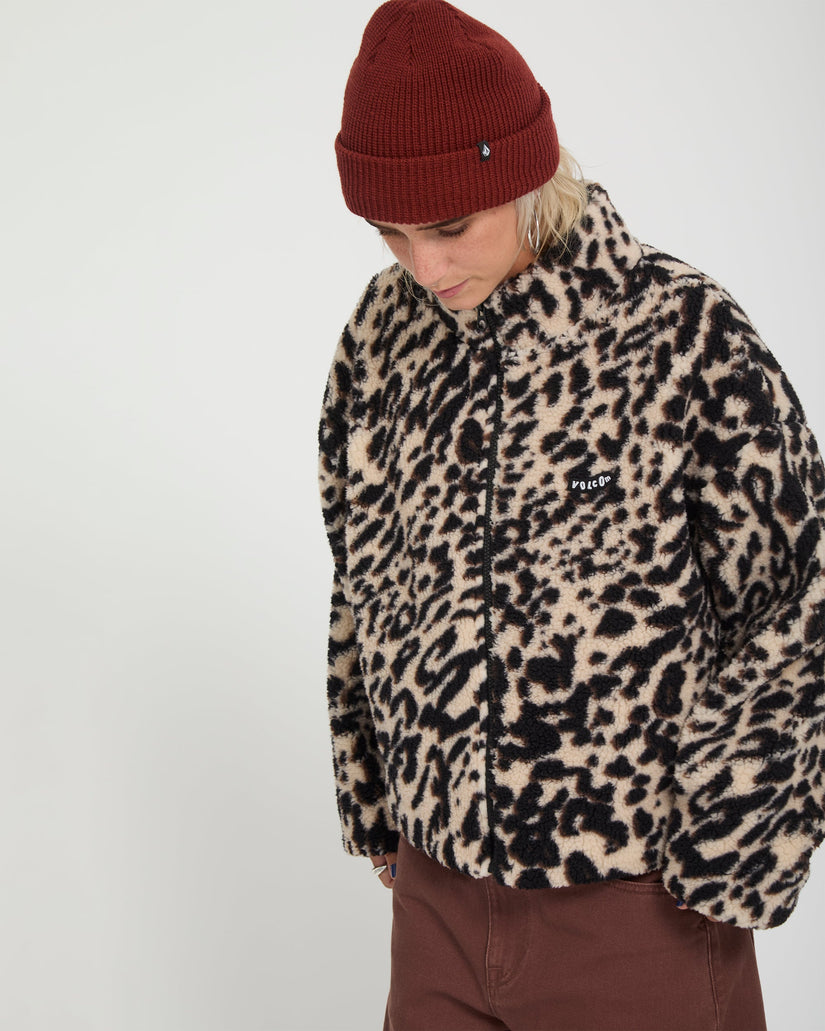 Chaqueta Wylding Out Zip Sherpa - Animal Print