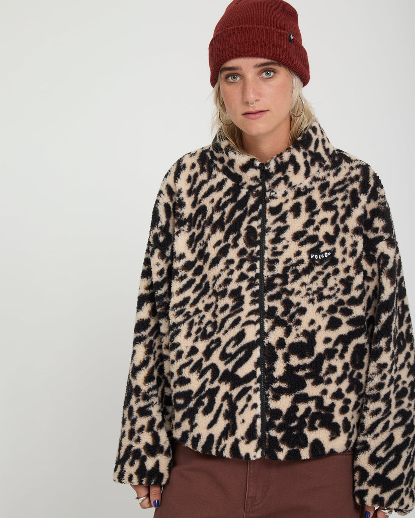 Chaqueta Wylding Out Zip Sherpa - Animal Print