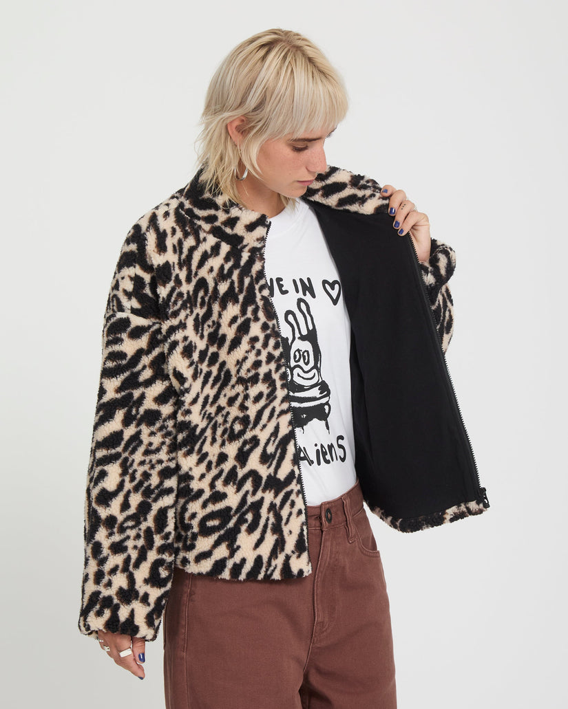 Chaqueta Wylding Out Zip Sherpa - Animal Print