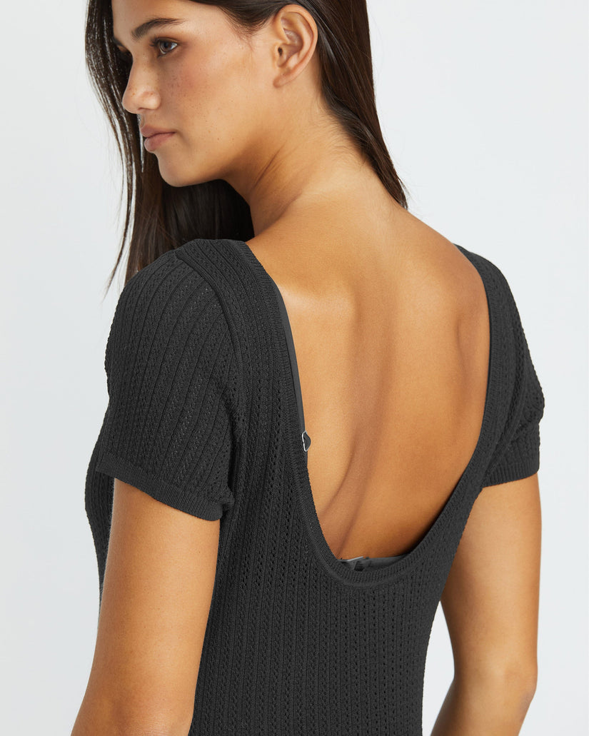 Meshy Beach Cover Up Vestido - BLACK