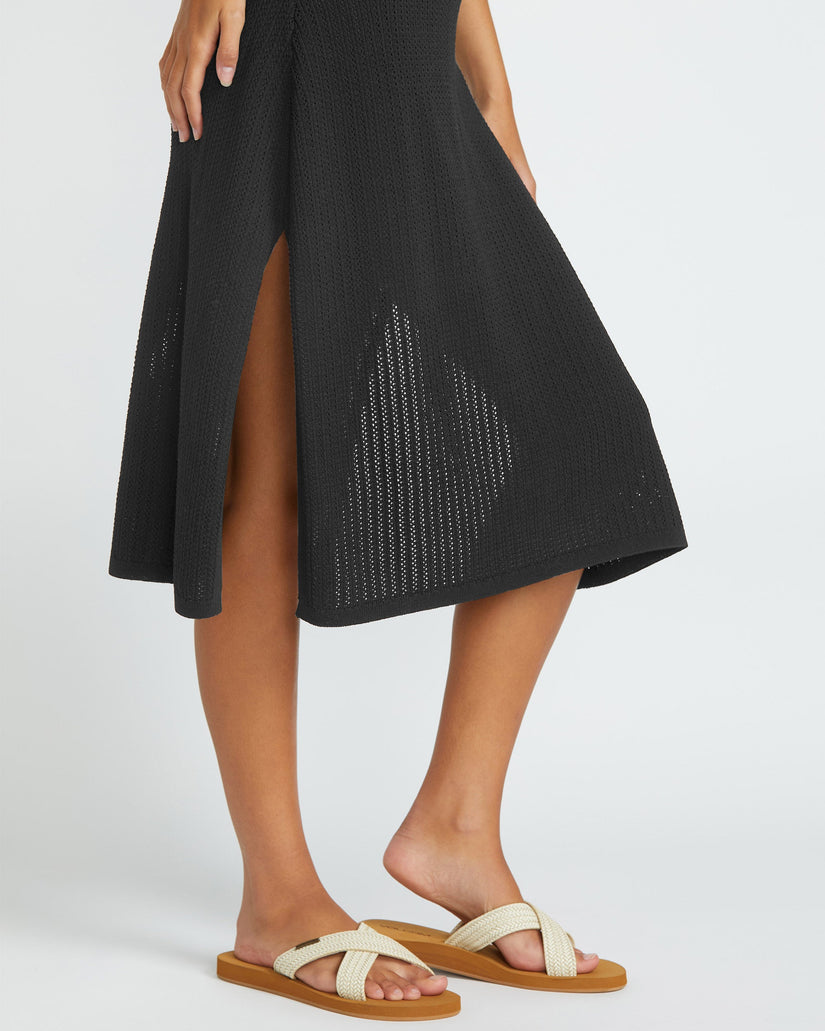 Meshy Beach Cover Up Vestido - BLACK