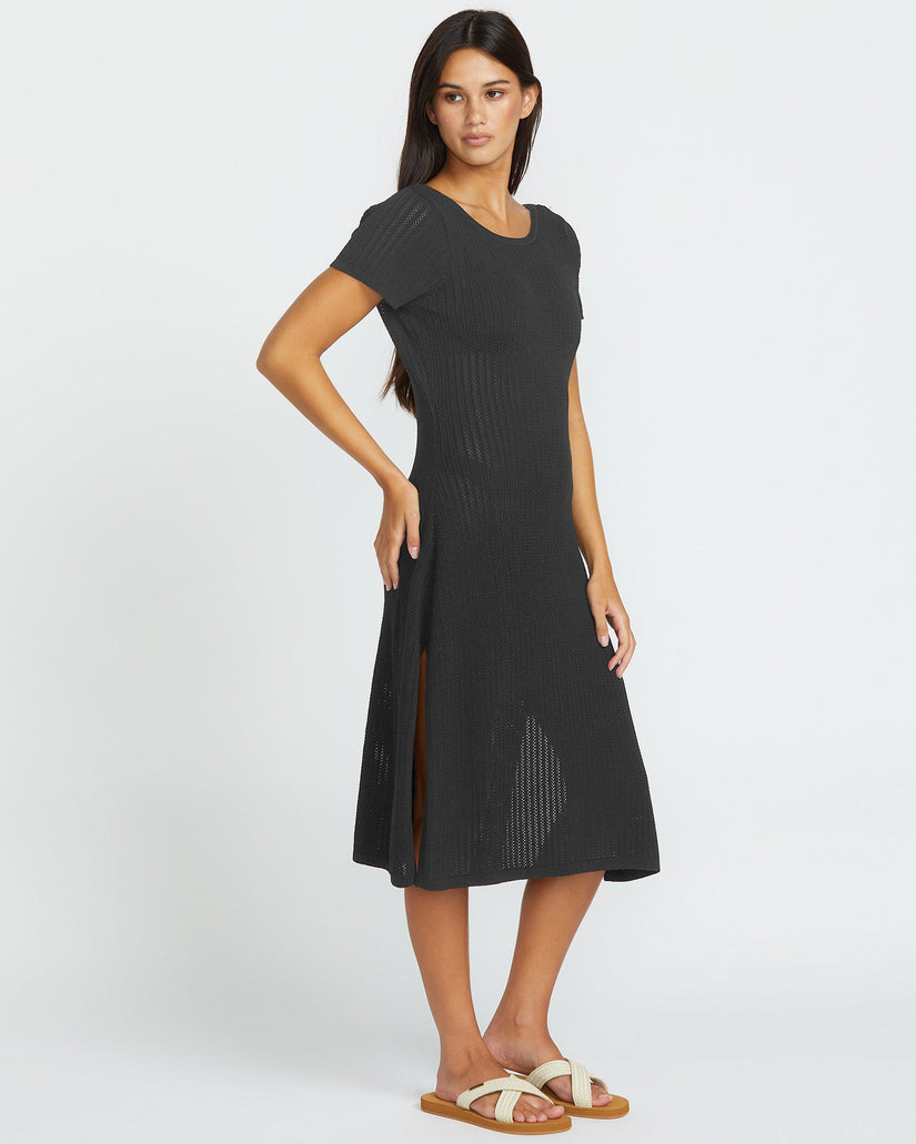 Meshy Beach Cover Up Vestido - BLACK