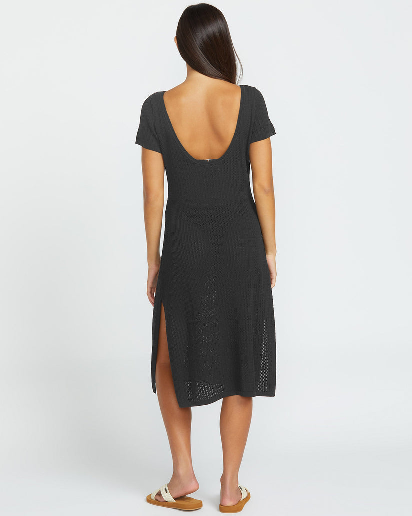 Meshy Beach Cover Up Vestido - BLACK