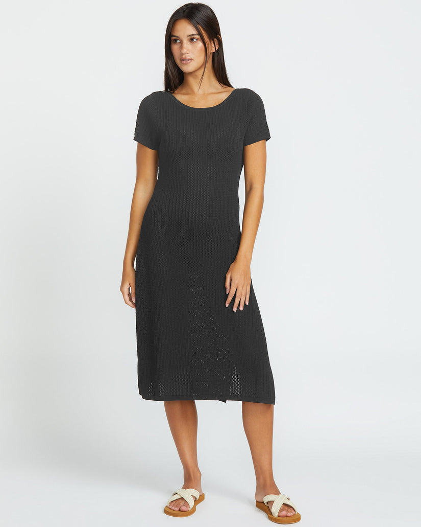 Meshy Beach Cover Up Vestido - BLACK