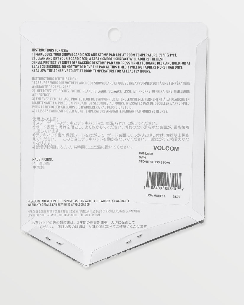 Almohadilla de snowboard Stone Studs Stomp - Black White