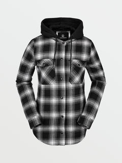 Hooded Flannel Jacket - BLACK (H1652200_BLK) [F]
